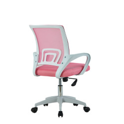 Diakosmos Καρέκλα γραφείου με Μπράτσα  και ανάκλιση 59χ48χ86,5-96,5 Άσπρο - Mesh Ροζ