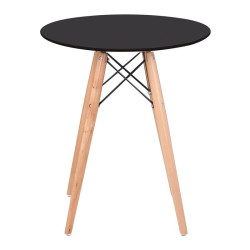 ART Wood Tραπέζι, Πόδια Οξιά Φυσικό, Επιφάνεια MDF Μαύρο Ε7082,2 Φυσικό/Μαύρο από Ξύλο  Φ60cm H.70cm  1τμχ