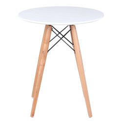 ART Wood Tραπέζι, Πόδια Οξιά Φυσικό, Επιφάνεια MDF Άσπρο Ε7082,1 Φυσικό/Άσπρο από Ξύλο  Φ60cm H.70cm  1τμχ