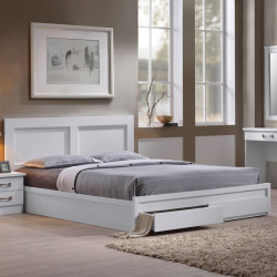 LIFE Κρεβάτι Διπλό, 2 Συρτάρια, Στρώμα 160x200cm, Απόχρωση  Άσπρο ΕΜ363,1 από Paper  1τμχ
