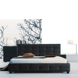 FIDEL Κρεβάτι Διπλό για Στρώμα 160x200cm, PU Μαύρο Ε8053 από PU - PVC - Bonded Leather  1τμχ