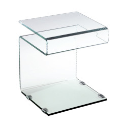 GLASSER Τραπεζάκι Βοηθητικό Διάφανο Γυαλί 12mm ΕΜ735 Clear από Bent Glass - Γυαλί  42x38x48cm  1τμχ