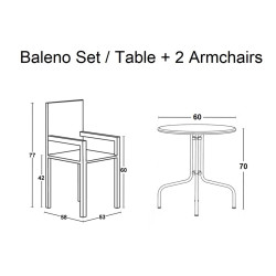 BALENO Set Κήπου - Βεράντας: Τραπέζι + 2 Πολυθρόνες Μέταλλο Καφέ - Wicker Brown Ε240 από Μέταλλο/Wicker  Table:Φ60x70 Armchair:53x58x77  1τμχ