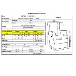 COMFORT Πολυθρόνα Relax Σαλονιού - Καθιστικού, PU Μαύρο Ε9732,2 από PU - PVC - Bonded Leather  79x97x101cm  1τμχ