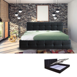 FIDEL Κρεβάτι Διπλό με Αποθηκευτικό Χώρο, για Στρώμα 160x200cm, PU Μαύρο Ε8053Α από PU - PVC - Bonded Leather  1τμχ