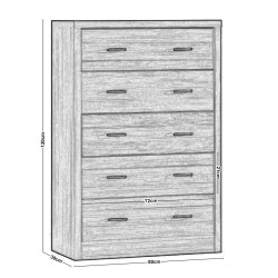 CALIBER Συρταριέρα με 5 Συρτάρια - Απόχρωση Sonoma Oak Ε7389 Φυσικό από Paper  80x39x120cm  1τμχ