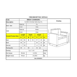 ALAMO Πολυθρόνα Σαλονιού Καθιστικού - PU Γκρι Ε990,51 από PU - PVC - Bonded Leather  97x85x82cm  1τμχ