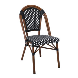 PARIS Καρέκλα Bistro, Αλουμίνιο Καρυδί, Wicker Μαύρο - Άσπρο, Στοιβαζόμενη Ε291,1 Καρυδί/Μαύρο από Αλουμίνιο/Wicker  46x54x88cm  1τμχ
