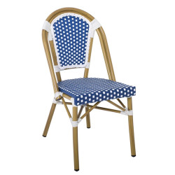 PARIS Καρέκλα Bistro, Αλουμίνιο Φυσικό, Wicker Άσπρο - Μπλε, Στοιβαζόμενη Ε291,3 Φυσικό/Μπλε από Αλουμίνιο/Wicker  46x54x88cm  1τμχ