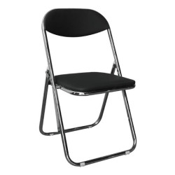 STAR Καρέκλα Πτυσσόμενη Μέταλλο Χρώμιο, Pu Μαύρο Ε556,1 Χρώμιο/Μαύρο από Μέταλλο/PVC - PU  45x49x80cm  6τμχ