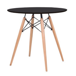 ART Wood Tραπέζι, Πόδια Οξιά Φυσικό, Επιφάνεια MDF Μαύρο Ε7083,2 Φυσικό/Μαύρο από Ξύλο  Φ80cm H.74cm  1τμχ