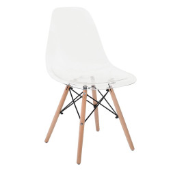 ART Wood Καρέκλα Τραπεζαρίας - Κουζίνας, Πόδια Οξιά, Κάθισμα PET Clear - 1 Step K/D ΕΜ123 Φυσικό/Clear από Ξύλο/PP - PC - ABS  45x48x81cm  4τμχ