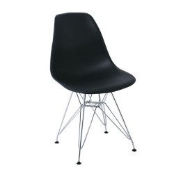 ART Καρέκλα Tραπεζαρίας Κουζίνας Μέταλλο Χρώμιο - PP Μαύρο ΕΜ124,22P Χρώμιο/Μαύρο από Μέταλλο/PP - ABS - Polywood  46x55x82cm  4τμχ