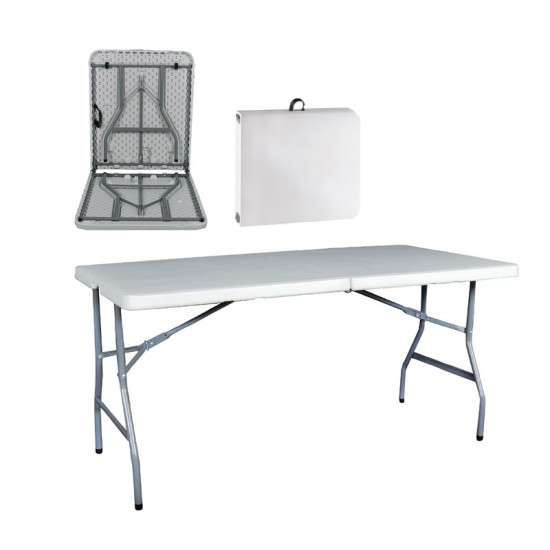 BLOW Τραπέζι Συνεδρίου - Catering Πτυσσόμενο (Βαλίτσα), Μέταλλο Βαφή Γκρι, HDPE Άσπρο ΕΟ181 Άσπρο/Γκρι από Μέταλλο/PP - ABS - Polywood  152x70x74cm  1τμχ