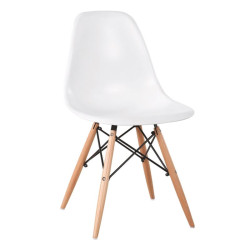 ART Wood Καρέκλα Τραπεζαρίας - Κουζίνας, Πόδια Οξιά, Κάθισμα PP Άσπρο - 1 Step K/D ΕΜ123,1W Φυσικό/Άσπρο από Ξύλο/PP - PC - ABS  46x52x82cm  4τμχ