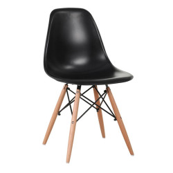 ART Wood Kαρέκλα Τραπεζαρίας - Κουζίνας, Πόδια Οξιά, Κάθισμα PP Μαύρο - 1 Step K/D ΕΜ123,2W Φυσικό/Μαύρο από Ξύλο/PP - PC - ABS  46x52x82cm  4τμχ