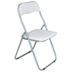 LINDA Καρέκλα Πτυσσόμενη Βαφή Γκρι, Pvc Άσπρο Ε557,4 Γκρι/Άσπρο από Μέταλλο/PVC - PU  43x46x80cm  6τμχ