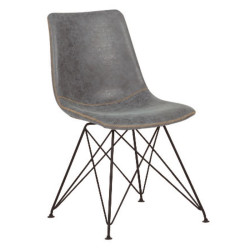 PANTON Καρέκλα Μέταλλο Βαφή Μαύρη, PU Vintage Grey ΕΜ777,1 Μαύρο/Γκρι από Μέταλλο/PVC - PU  43x57x81cm  4τμχ