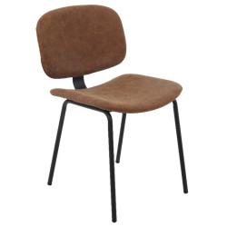 BARLEY Καρέκλα Μέταλλο Βαφή Μαύρο, PU Vintage Brown ΕΜ775,2 Μαύρο/Καφέ από Μέταλλο/PVC - PU  45x52x79cm  1τμχ