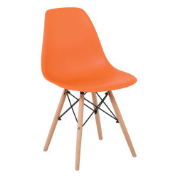 ART Wood Kαρέκλα Τραπεζαρίας - Κουζίνας, Πόδια Οξιά, Κάθισμα PP Πορτοκαλί - 1 Step K/D ΕΜ123,3W Φυσικό/Πορτοκαλί από Ξύλο/PP - PC - ABS  46x52x82cm  4τμχ