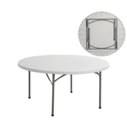 BLOW τραπέζι Συνεδρίου - Catering Πτυσσόμενο, Μέταλλο Βαφή Γκρι, HDPE Άσπρο ΕΟ174 Άσπρο/Γκρι από Μέταλλο/PP - ABS - Polywood  Φ152cm H.74cm  1τμχ