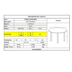 ART Τραπέζι Οξιά Φυσικό, MDF  Μαύρο Ε7089,2 Φυσικό/Μαύρο από Ξύλο  Φ60 H.70cm  1τμχ