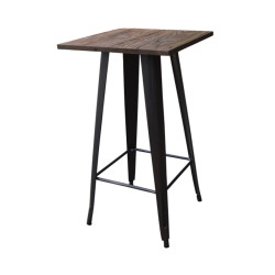 RELIX Wood Τραπέζι Bar-Pro, Μέταλλο Βαφή Antique Black, Απόχρωση Ξύλου Dark Oak Ε5197,10 Μαύρο/Καρυδί από Μέταλλο/Ξύλο  60x60x104cm  1τμχ