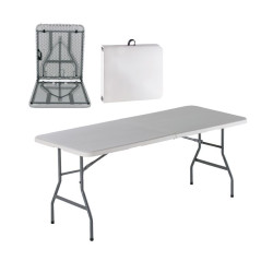 BLOW Τραπέζι  Συνεδρίου - Catering Πτυσσόμενο (Βαλίτσα), HDPE Άσπρο, Μέταλλο Βαφή Γκρι ΕΟ179 Άσπρο/Γκρι από Μέταλλο/PP - ABS - Polywood  180x74x74cm  1τμχ