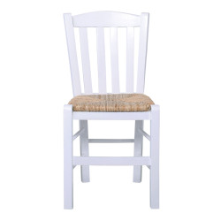 CASA Καρέκλα Οξιά Βαφή Εμποτισμού Λάκα Άσπρο, Κάθισμα Ψάθα Ρ966,Ε8 από Ξύλο/Ψάθα  42x45x88cm  1τμχ