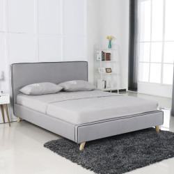 MORISSON Κρεβάτι Διπλό, για Στρώμα 160x200cm, Ύφασμα Ανοιχτό Γκρι Ε8078,1 Γκρι Ανοιχτό  1τμχ