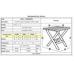 FOLDING Τραπέζι Βεράντας - Κήπου, Πτυσσόμενο, Οξιά, Βαφή Εμποτισμού Απόχρωση Καρυδί Ε2112 από Ξύλο  70x70x73cm  1τμχ