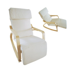 HAMILTON Super Relax Πολυθρόνα Σαλονιού - Καθιστικού, Σημύδα, Ύφασμα Άσπρο Ε7157,1 Φυσικό/Άσπρο από Bent Wood  67x105x90cm  1τμχ