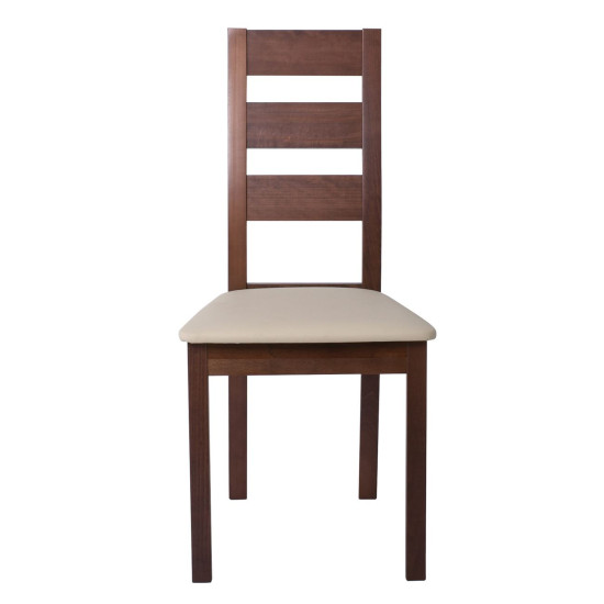 MILLER Καρέκλα Οξιά Καρυδί, PVC Εκρού Ε782,3 Καρυδί/Εκρού από Ξύλο/PVC - PU  45x52x97cm  2τμχ