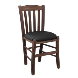 CASA Καρέκλα Οξιά Βαφή Εμποτισμού Καρυδί, Κάθισμα Pu Μαύρο Ρ966,Ε2Τ Καρυδί/Μαύρο από Ξύλο/PVC - PU  42x45x88cm  1τμχ