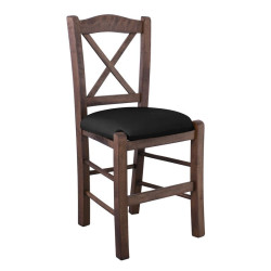 METRO Καρέκλα Οξιά Βαφή Εμποτισμού Καρυδί, Κάθισμα Pu Μαύρο Ρ967,Ε2Τ Καρυδί/Μαύρο από Ξύλο/PVC - PU  43x47x88cm  1τμχ