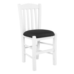 CASA Καρέκλα Οξιά Βαφή Εμποτισμού Άσπρο, Κάθισμα Pu Μαύρο Ρ966,Ε8Τ Μαύρο/Άσπρο από Ξύλο/PVC - PU  42x45x88cm  1τμχ