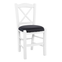 METRO Καρέκλα Οξιά Βαφή Εμποτισμού Άσπρο Κάθισμα Pu Μαύρο Ρ967,Ε8Τ Καρυδί/Μαύρο από Ξύλο/PVC - PU  43x47x88cm  1τμχ