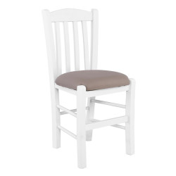 CASA Καρέκλα Οξιά Βαφή Εμποτισμού Άσπρο, Κάθισμα Pu Cappuccino Ρ966,Ε8Τ1 Άσπρο/Μπεζ-Tortora-Sand-Cappuccino από Ξύλο/PVC - PU  42x45x88cm  1τμχ