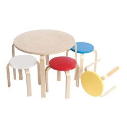 KID-FUN Παιδικό Set (Τραπέζι+4 Σκαμπώ) Σημύδα/Πολύχρωμο