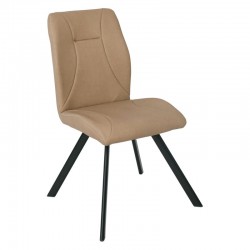 PERRY Καρέκλα Μέταλλο Βαφή Μαύρο, Pu Vintage Beige